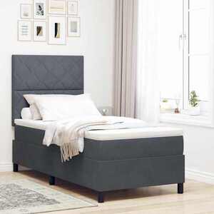 Imagine vidaXL Pat cu arc LED cu headboard Gri închis 100 x 200 cm Catifea