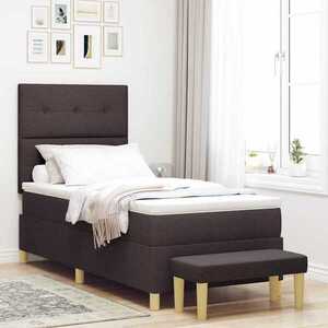 Imagine vidaXL Pat cu arcuri cu headboard Maro închis 200 x 100 cm țesătură