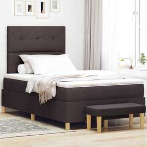 Imagine vidaXL Pat cu arcuri cu headboard Maro închis 200 x 120 cm țesătură