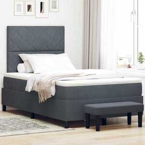 Imagine vidaXL Pat cu arcuri cu headboard Gri închis 200 x 120 cm Catifea