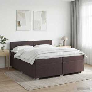 Imagine vidaXL Pat boxspring cu saltea Maro închis 200 x 200 cm Țesătură