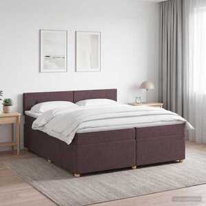 Imagine vidaXL Pat boxspring cu saltea Maro închis 200 x 200 cm Țesătură