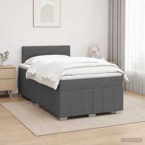 Imagine vidaXL Pat boxspring cu saltea Gri închis 120 x 190 cm Țesătură