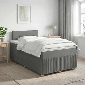 Imagine vidaXL Pat boxspring cu saltea Gri închis 120 x 190 cm Țesătură