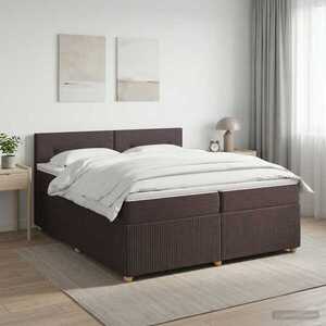 Imagine vidaXL Pat boxspring cu saltea Maro închis 200 x 200 cm Țesătură