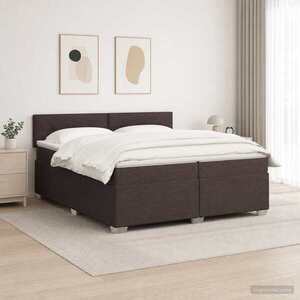 Imagine vidaXL Pat box spring cu saltea și LED Maro închis 200 x 200 cm
