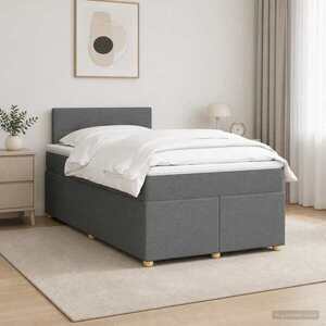 Imagine vidaXL Pat boxspring cu saltea Gri închis 120 x 190 cm Țesătură