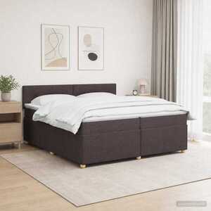 Imagine vidaXL Pat boxspring cu saltea Maro închis 200 x 200 cm Țesătură