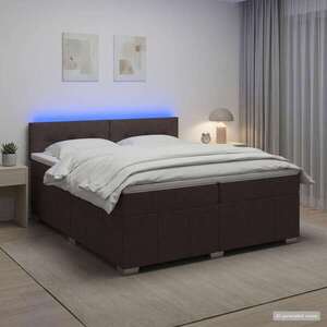 Imagine vidaXL Pat boxspring cu saltea Maro închis 200 x 200 cm Țesătură