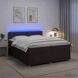 Imagine vidaXL Pat boxspring cu saltea Maro închis 200 x 200 cm Țesătură