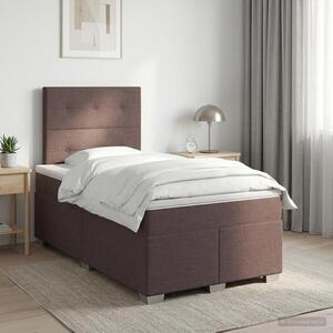 Imagine vidaXL Pat boxspring cu saltea Maro închis 120 x 190 cm Țesătură