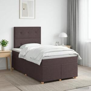 Imagine vidaXL Pat boxspring cu saltea Maro închis 120 x 190 cm Țesătură