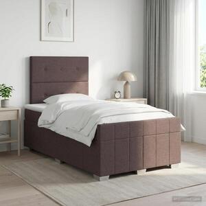 Imagine vidaXL Pat boxspring cu saltea Maro închis 120 x 190 cm Țesătură