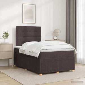 Imagine vidaXL Pat boxspring cu saltea Maro închis 120 x 200 cm Țesătură