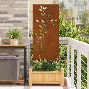 Imagine vidaXL Ecran de intimitate pentru grădină Floral Ruginit 50 x 140 cm