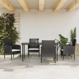 Imagine vidaXL Set mobilier de grădină, 5 piese, negru, poliratan și oțel