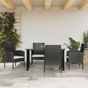 Imagine vidaXL Set mobilier de grădină, 5 piese, negru, poliratan și oțel