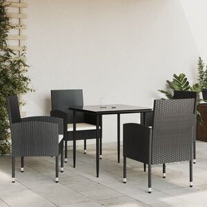 Imagine vidaXL Set mobilier de grădină, 5 piese, negru, poliratan și oțel