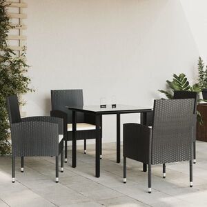 Imagine vidaXL Set mobilier de grădină, 5 piese, negru, poliratan și oțel