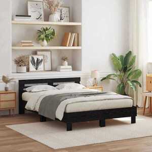 Imagine vidaXL Cadru de pat Stejar Negru 140 x 200 cm Lemn prelucrat