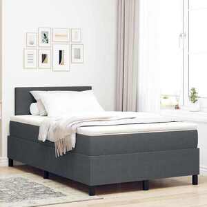 Imagine vidaXL Pat cu arcuri cu headboard Gri închis și alb 120 x 190 cm
