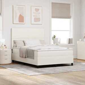 Imagine vidaXL Pat cu arcuri Crema și Alb 160 x 200 cm Țesătură din corduroy