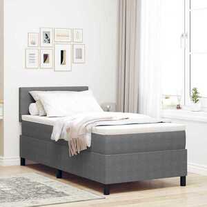 Imagine vidaXL Pat cu arc LED cu headboard Gri deschis și alb. 100 x 200 cm