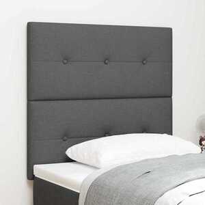 Imagine vidaXL Tăblie LED cu benzi LED cu headboard Gri închis 90 cm țesătură