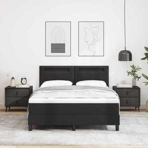 Imagine vidaXL Pat cu arcuri cu saltea Negru 160 x 200 cm Piele artificială
