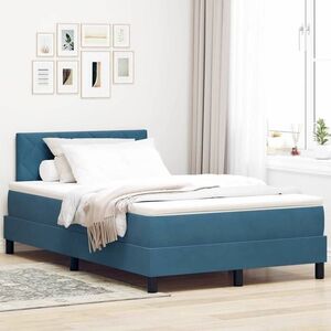Imagine vidaXL Pat cu arcuri cu headboard Albastru închis 120 x 200 cm Catifea
