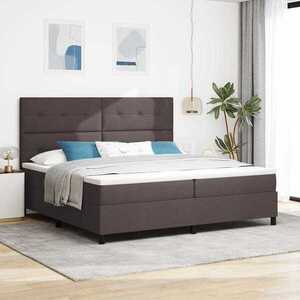 Imagine vidaXL Pat cu arcuri cu headboard Maro închis 200 x 200 cm țesătură