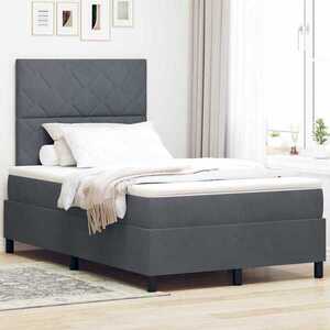 Imagine vidaXL Pat cu arcuri cu headboard Gri închis 200 x 120 cm Catifea