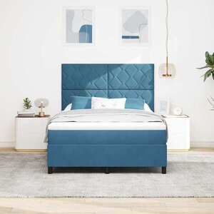 Imagine vidaXL Pat cu arcuri cu headboard Albastru închis 160 x 200 cm Catifea