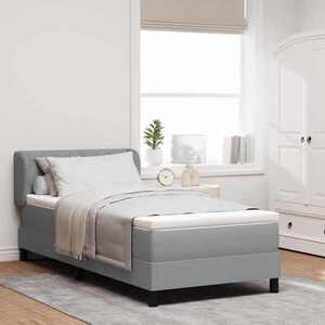 Imagine vidaXL Pat cu arcuri cu headboard Gri deschis 100 x 200 cm țesătură