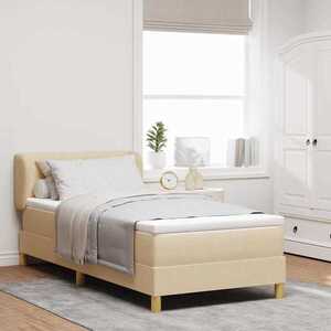 Imagine vidaXL Pat cu arcuri cu headboard Crem 100 x 200 cm țesătură