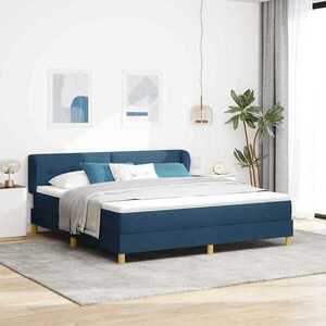 Imagine vidaXL Pat cu arcuri cu headboard albastru 180 x 200 cm țesătură
