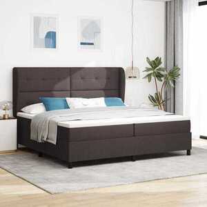 Imagine vidaXL Pat cu arcuri cu headboard Maro închis 200 x 200 cm țesătură