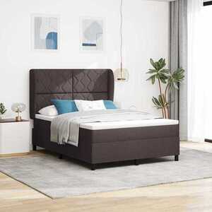 Imagine vidaXL Pat cu arcuri cu headboard Maro închis 140 x 200 cm țesătură