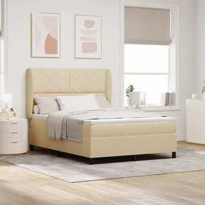 Imagine vidaXL Pat cu arcuri cu headboard Crem 160 x 200 cm țesătură