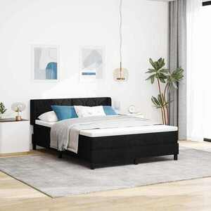 Imagine vidaXL Pat cu arcuri cu headboard Manual Negru 190 x 140 cm țesătură