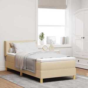 Imagine vidaXL Pat cu arcuri cu headboard Manual Crem 200 x 100 cm țesătură
