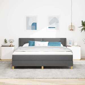 Imagine vidaXL Pat cu arcuri cu headboard Gri închis 200 x 180 cm țesătură