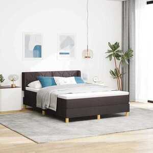 Imagine vidaXL Pat cu arcuri cu headboard Maro închis 200 x 140 cm țesătură