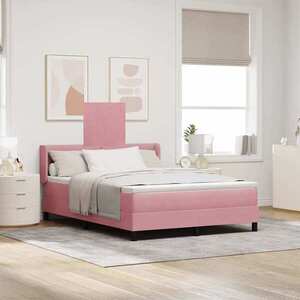 Imagine vidaXL Pat cu arcuri cu headboard Manual Roz 190 x 140 cm Catifea