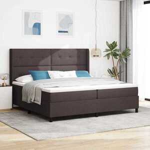 Imagine vidaXL Pat cu arcuri cu pernă Manual Maro închis 200 x 200 cm țesătură