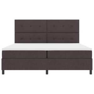 Imagine vidaXL Pat cu arcuri cu benzi LED Maro închis 200 x 200 cm țesătură