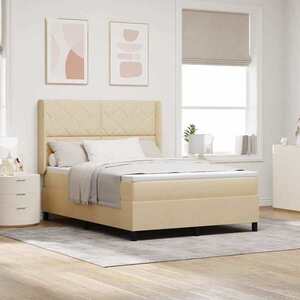 Imagine vidaXL Pat cu arc LED cu headboard Crem 160 x 200 cm țesătură