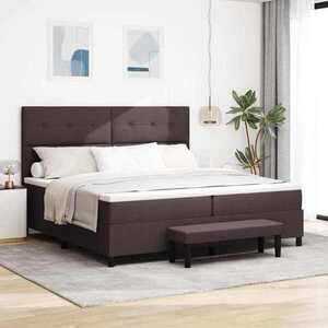 Imagine vidaXL Pat cu arcuri cu headboard Maro închis 200 x 200 cm țesătură