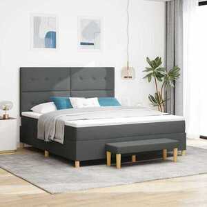 Imagine vidaXL Pat cu arcuri cu headboard Gri închis 200 x 180 cm țesătură