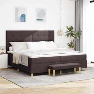 Imagine vidaXL Pat cu arcuri cu headboard Maro închis 200 x 200 cm țesătură